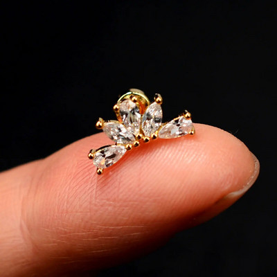 1 τμχ Σκουλαρίκι από ανοξείδωτο ατσάλι για γυναίκες Μίνι χόνδρος επίπεδος διάτρητος κρύσταλλος CZ χόνδρος Tragus Lobe Σκουλαρίκια Σώμα Κοσμήματα