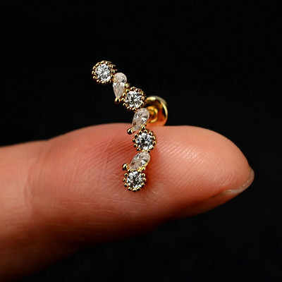 1 τμχ Σκουλαρίκι από ανοξείδωτο ατσάλι για γυναίκες Μίνι χόνδρος επίπεδος διάτρητος κρύσταλλος CZ χόνδρος Tragus Lobe Σκουλαρίκια Σώμα Κοσμήματα