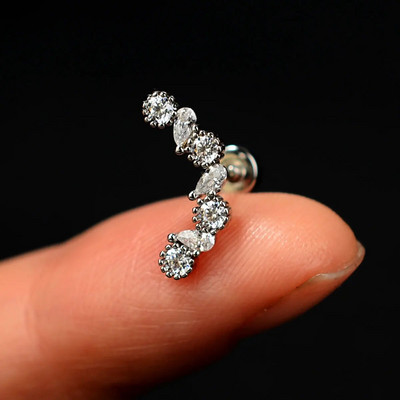 1 τμχ Σκουλαρίκι από ανοξείδωτο ατσάλι για γυναίκες Μίνι χόνδρος επίπεδος διάτρητος κρύσταλλος CZ χόνδρος Tragus Lobe Σκουλαρίκια Σώμα Κοσμήματα