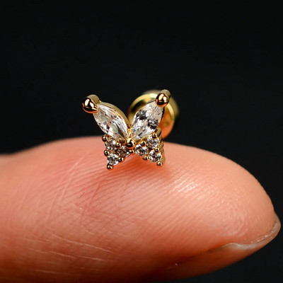 1 τμχ Σκουλαρίκι από ανοξείδωτο ατσάλι για γυναίκες Μίνι χόνδρος επίπεδος διάτρητος κρύσταλλος CZ χόνδρος Tragus Lobe Σκουλαρίκια Σώμα Κοσμήματα