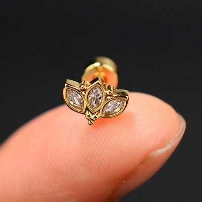 1 τμχ Σκουλαρίκι από ανοξείδωτο ατσάλι για γυναίκες Μίνι χόνδρος επίπεδος διάτρητος κρύσταλλος CZ χόνδρος Tragus Lobe Σκουλαρίκια Σώμα Κοσμήματα