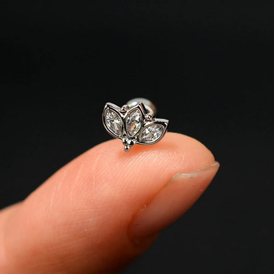 1 τμχ Σκουλαρίκι από ανοξείδωτο ατσάλι για γυναίκες Μίνι χόνδρος επίπεδος διάτρητος κρύσταλλος CZ χόνδρος Tragus Lobe Σκουλαρίκια Σώμα Κοσμήματα