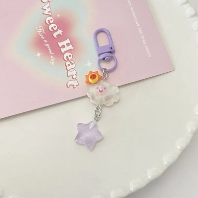 Jauki Mood Cloud Star Keychain Girls Cartoon Kawaii Key Piekariņš Sievietēm Pāris Bērnu Soma Piekariņi Kpop Juvelierizstrādājumi Atslēgu aksesuāri