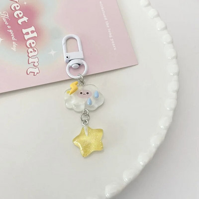 Jauki Mood Cloud Star Keychain Girls Cartoon Kawaii Key Piekariņš Sievietēm Pāris Bērnu Soma Piekariņi Kpop Juvelierizstrādājumi Atslēgu aksesuāri
