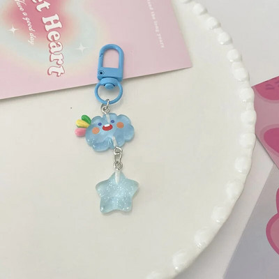 Jauki Mood Cloud Star Keychain Girls Cartoon Kawaii Key Piekariņš Sievietēm Pāris Bērnu Soma Piekariņi Kpop Juvelierizstrādājumi Atslēgu aksesuāri