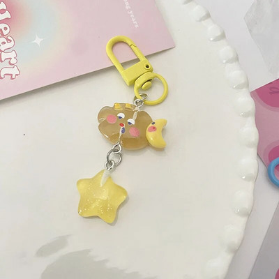 Jauki Mood Cloud Star Keychain Girls Cartoon Kawaii Key Piekariņš Sievietēm Pāris Bērnu Soma Piekariņi Kpop Juvelierizstrādājumi Atslēgu aksesuāri