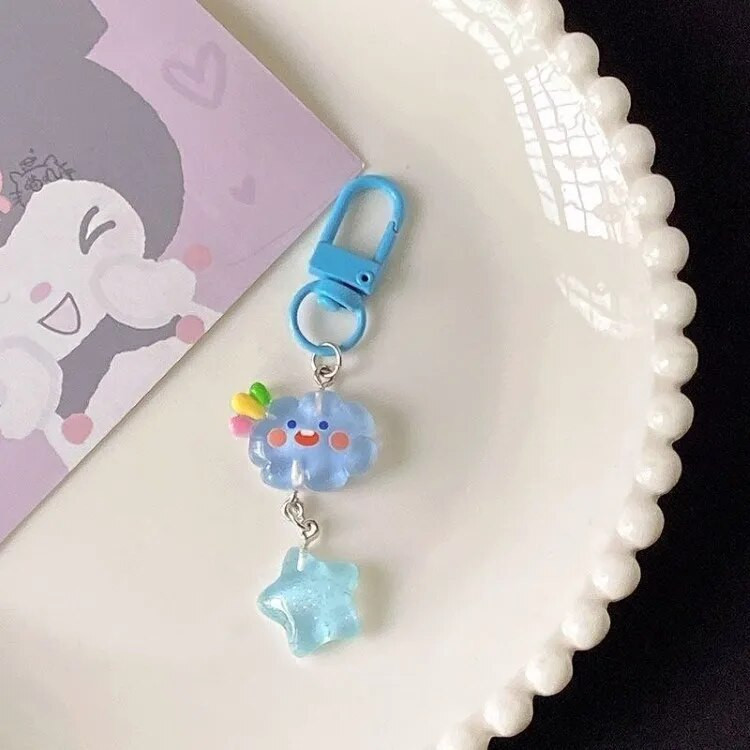 Jauki Mood Cloud Star Keychain Girls Cartoon Kawaii Key Piekariņš Sievietēm Pāris Bērnu Soma Piekariņi Kpop Juvelierizstrādājumi Atslēgu aksesuāri