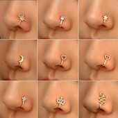 Wu's 2022 Summer Non-pierced Nose Clip Copper Inlaid Zircon Star Love Crown Nose Ring Fake Nose Piercing Jewelry