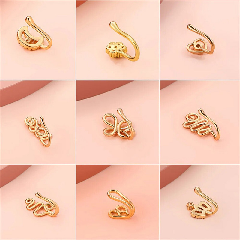 Wu's 2022 Summer Non-pierced Nose Clip Copper Inlaid Zircon Star Love Crown Nose Ring Fake Nose Piercing Jewelry