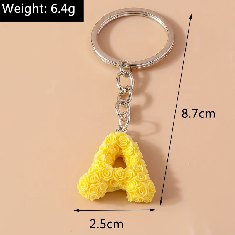 Novi kreativni cvjetni privjesak s inicijalima od 26 slova AZ Abeceda Privjesci za ključeve za žene Djevojke Dekoracija torbice Nakit Dodaci