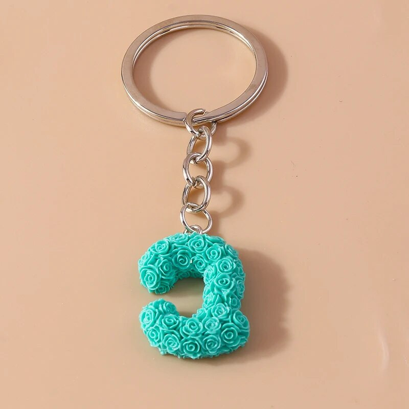 Novi kreativni cvjetni privjesak s inicijalima od 26 slova AZ Abeceda Privjesci za ključeve za žene Djevojke Dekoracija torbice Nakit Dodaci