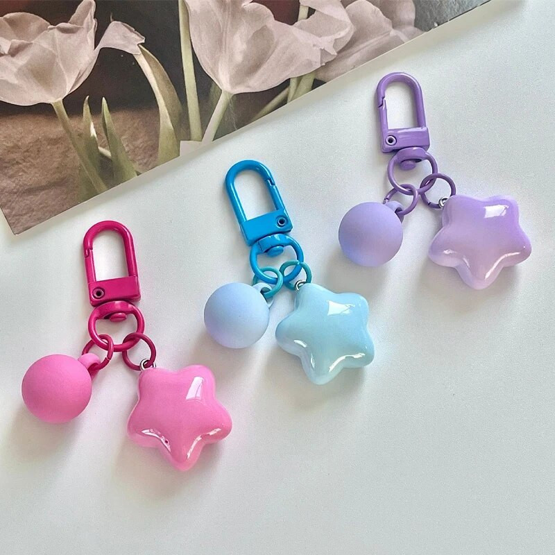 Πολύχρωμο Stars Μπρελόκ Ρητίνη Ρητίνη Star Μπρελόκ Γυναικεία Θήκη Ακουστικών Κοριτσίστικο Σακίδιο πλάτης Διακόσμηση κλειδιού αυτοκινήτου