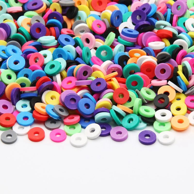 Polimēru māla krelles, 6 mm, apaļi gredzeni, sajaukti zili zaļi balti, brīvi sagriezti krelles rotaslietas izgatavošanai. rokassprādzes kaklarotas aksesuāri