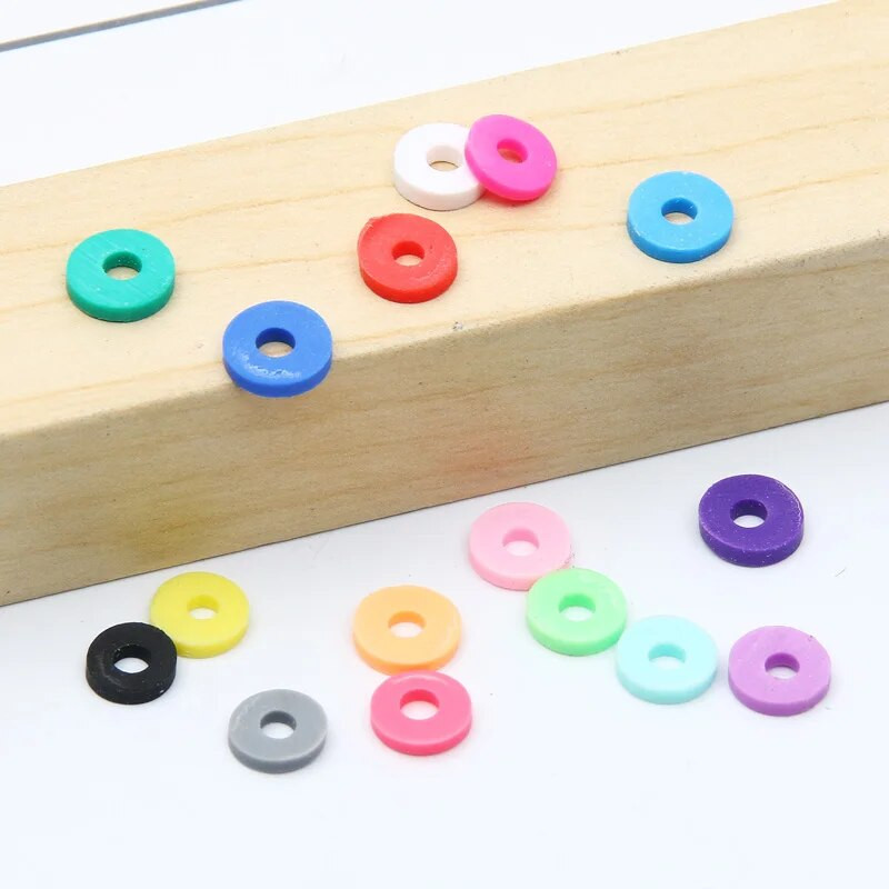 Polimēru māla krelles, 6 mm, apaļi gredzeni, sajaukti zili zaļi balti, brīvi sagriezti krelles rotaslietas izgatavošanai. rokassprādzes kaklarotas aksesuāri