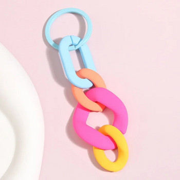 Цветна акрилна пластмасова верига Ключодържател Творчески ръчно изработен ключодържател за жени Мъже Аксесоари за чанти Направи си сам Подаръци за приятелство