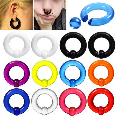 2 buc. Acrilic BCR Dimensiune mare Captive Bead Inel Ureche Tunnel Plug Expander Gauges Nas Septum Inel Cercei Piercing Bijuterii pentru corp