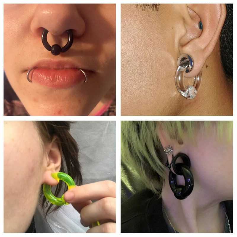 2 tk akrüülist BCR suur, suur, kinnine helmesrõngas kõrvatunneli pistiku laiendaja mõõturid nina vaheseina rõngas kõrvarõngas augustamine keha ehted