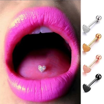 Tongue Surgical Steel Heart Barbell Body Piercing Body Labret Pin Nipple Nail Ear Piercings Stud Lip Piercing