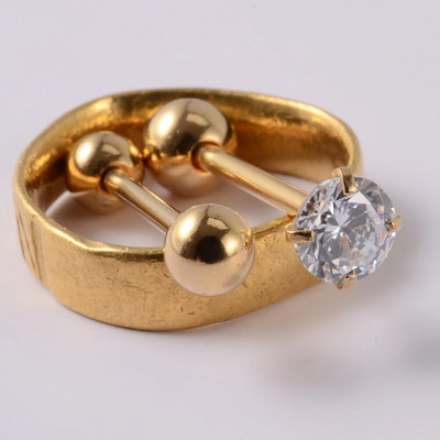 2PCS Antialergijski čelični zupci od kirurškog čelika, cirkonski piercinzi za uteg za jezik, prstenovi za uteg za jezik, modni nakit za piercing