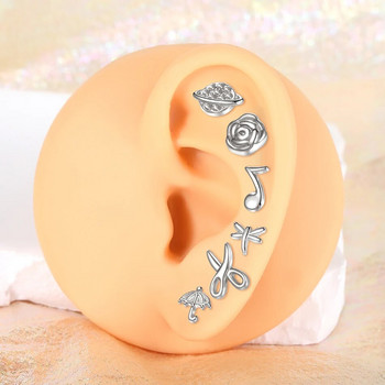1 τμχ Ανοξείδωτο ατσάλι Star Flower Heart Labret Piercing Stud σκουλαρίκι για γυναίκες Tragus Helix Cartilage Stud Piercing Body Jewelry