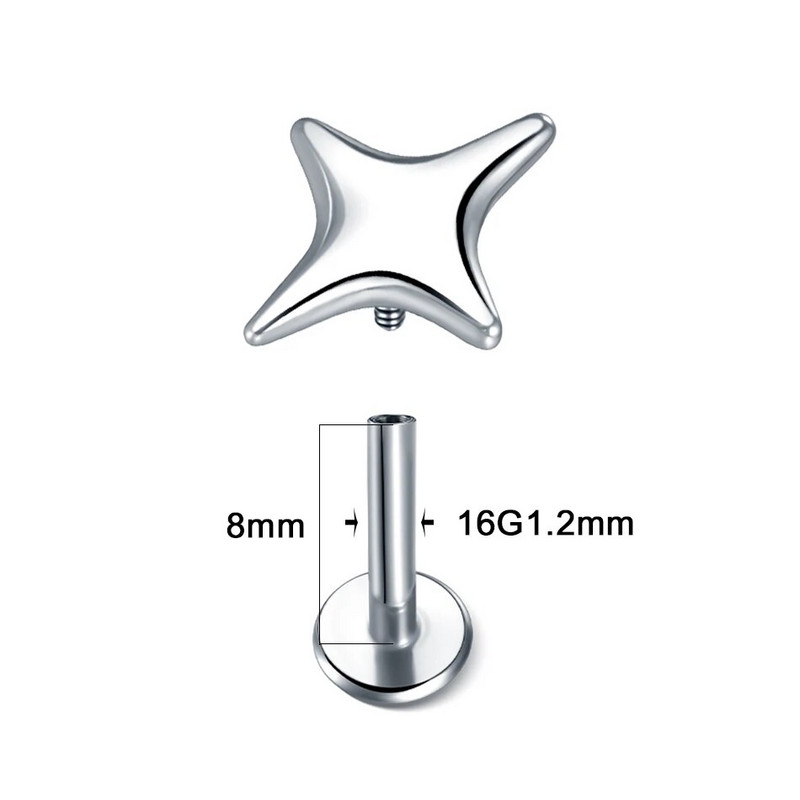 1kom nehrđajućeg čelika zvjezdano srce cvijet naušnica za piercing klin za žene Tragus Helix hrskavica klin piercing nakit za tijelo