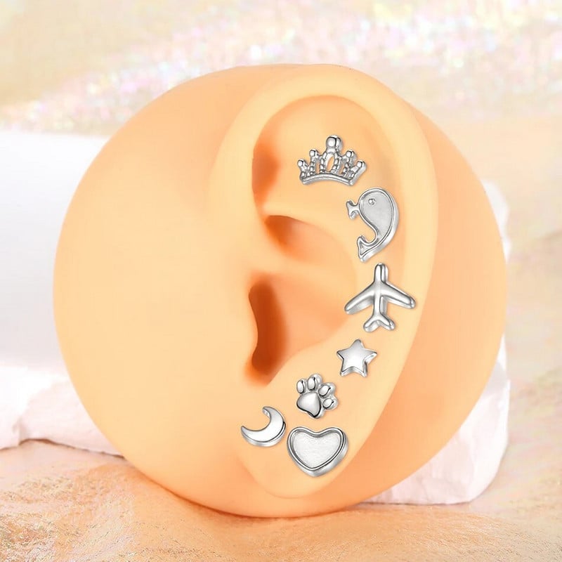 1kom nehrđajućeg čelika zvjezdano srce cvijet naušnica za piercing klin za žene Tragus Helix hrskavica klin piercing nakit za tijelo