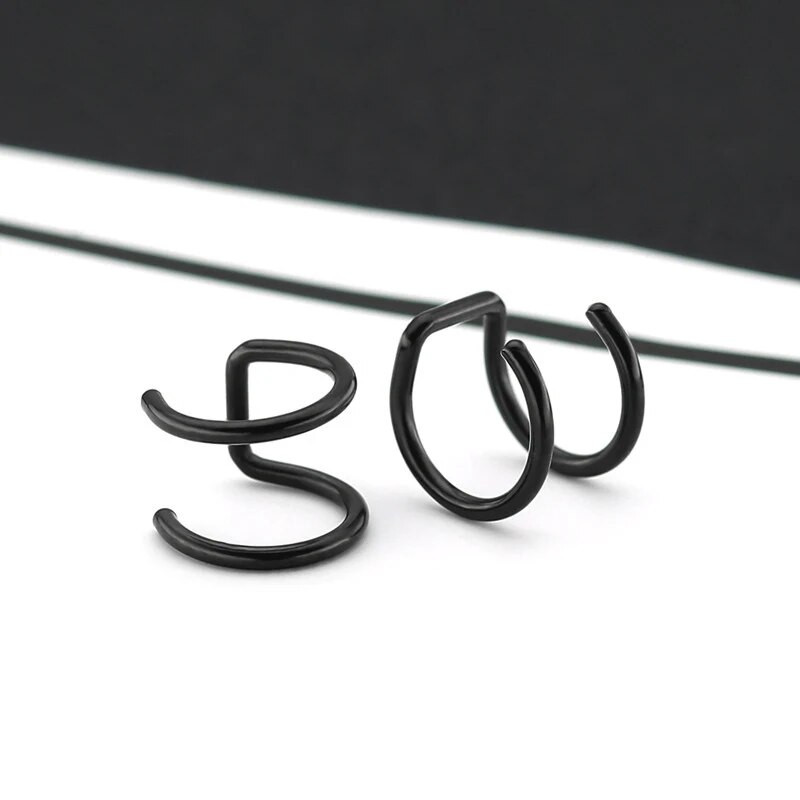 1 ks dámske krúžky na pery, lekárske titánové oceľové falošné krúžky na piercing do nosa, klip na ústa, falošný piercing do tela, klip na obruč