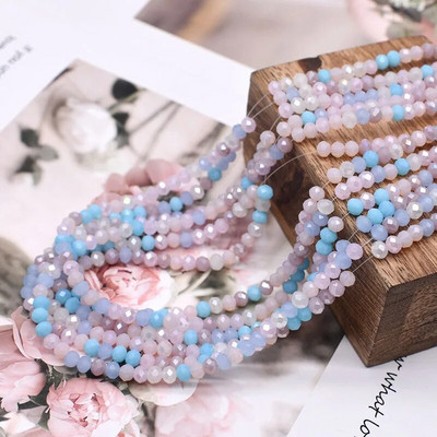 Νέο στυλ Μικτό χρώμα 4 χιλ. Κρυστάλλινες χάντρες Rondell Faceted Glass Beads Loose Spacer Beads for Jewelry Making DIY βραχιόλι