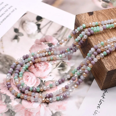 Νέο στυλ Μικτό χρώμα 4 χιλ. Κρυστάλλινες χάντρες Rondell Faceted Glass Beads Loose Spacer Beads for Jewelry Making DIY βραχιόλι