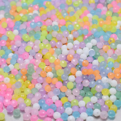 Νέο στυλ Μικτό χρώμα 4 χιλ. Κρυστάλλινες χάντρες Rondell Faceted Glass Beads Loose Spacer Beads for Jewelry Making DIY βραχιόλι