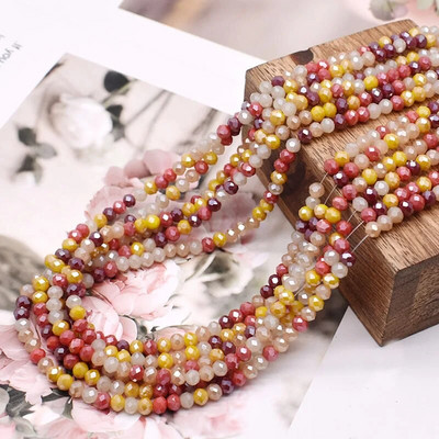 Νέο στυλ Μικτό χρώμα 4 χιλ. Κρυστάλλινες χάντρες Rondell Faceted Glass Beads Loose Spacer Beads for Jewelry Making DIY βραχιόλι