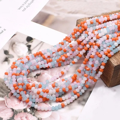 Νέο στυλ Μικτό χρώμα 4 χιλ. Κρυστάλλινες χάντρες Rondell Faceted Glass Beads Loose Spacer Beads for Jewelry Making DIY βραχιόλι