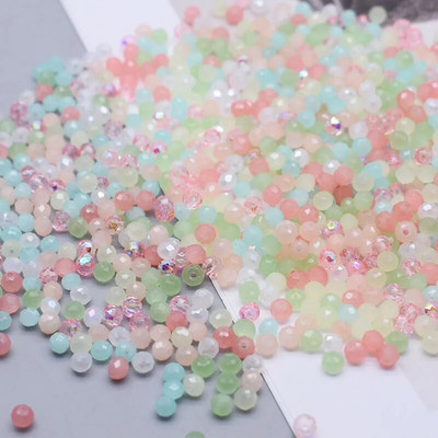 Νέο στυλ Μικτό χρώμα 4 χιλ. Κρυστάλλινες χάντρες Rondell Faceted Glass Beads Loose Spacer Beads for Jewelry Making DIY βραχιόλι