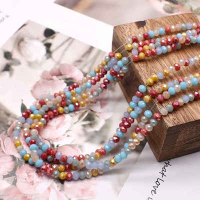 Νέο στυλ Μικτό χρώμα 4 χιλ. Κρυστάλλινες χάντρες Rondell Faceted Glass Beads Loose Spacer Beads for Jewelry Making DIY βραχιόλι