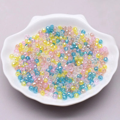 Νέο στυλ Μικτό χρώμα 4 χιλ. Κρυστάλλινες χάντρες Rondell Faceted Glass Beads Loose Spacer Beads for Jewelry Making DIY βραχιόλι