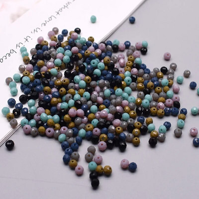 Νέο στυλ Μικτό χρώμα 4 χιλ. Κρυστάλλινες χάντρες Rondell Faceted Glass Beads Loose Spacer Beads for Jewelry Making DIY βραχιόλι