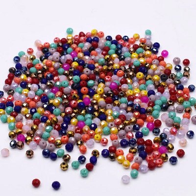 Νέο στυλ Μικτό χρώμα 4 χιλ. Κρυστάλλινες χάντρες Rondell Faceted Glass Beads Loose Spacer Beads for Jewelry Making DIY βραχιόλι
