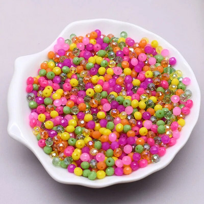 Νέο στυλ Μικτό χρώμα 4 χιλ. Κρυστάλλινες χάντρες Rondell Faceted Glass Beads Loose Spacer Beads for Jewelry Making DIY βραχιόλι