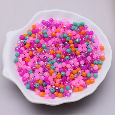 Νέο στυλ Μικτό χρώμα 4 χιλ. Κρυστάλλινες χάντρες Rondell Faceted Glass Beads Loose Spacer Beads for Jewelry Making DIY βραχιόλι