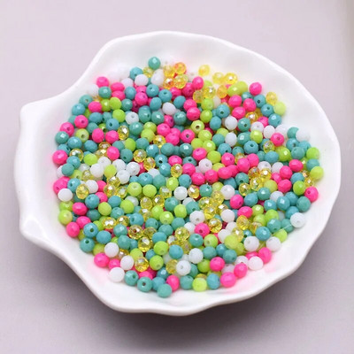 Νέο στυλ Μικτό χρώμα 4 χιλ. Κρυστάλλινες χάντρες Rondell Faceted Glass Beads Loose Spacer Beads for Jewelry Making DIY βραχιόλι