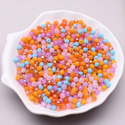 Νέο στυλ Μικτό χρώμα 4 χιλ. Κρυστάλλινες χάντρες Rondell Faceted Glass Beads Loose Spacer Beads for Jewelry Making DIY βραχιόλι