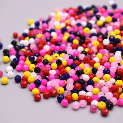 Νέο στυλ Μικτό χρώμα 4 χιλ. Κρυστάλλινες χάντρες Rondell Faceted Glass Beads Loose Spacer Beads for Jewelry Making DIY βραχιόλι