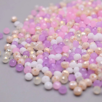 Νέο στυλ Μικτό χρώμα 4 χιλ. Κρυστάλλινες χάντρες Rondell Faceted Glass Beads Loose Spacer Beads for Jewelry Making DIY βραχιόλι