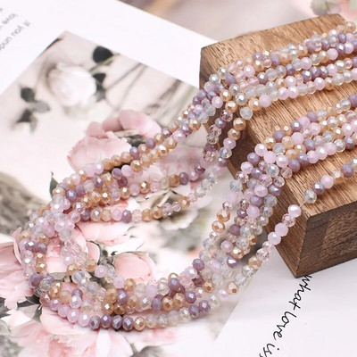 Νέο στυλ Μικτό χρώμα 4 χιλ. Κρυστάλλινες χάντρες Rondell Faceted Glass Beads Loose Spacer Beads for Jewelry Making DIY βραχιόλι