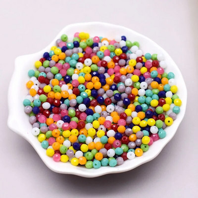 Νέο στυλ Μικτό χρώμα 4 χιλ. Κρυστάλλινες χάντρες Rondell Faceted Glass Beads Loose Spacer Beads for Jewelry Making DIY βραχιόλι