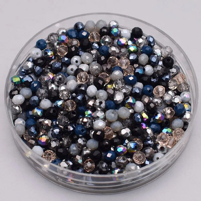 Νέο στυλ Μικτό χρώμα 4 χιλ. Κρυστάλλινες χάντρες Rondell Faceted Glass Beads Loose Spacer Beads for Jewelry Making DIY βραχιόλι