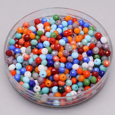 Νέο στυλ Μικτό χρώμα 4 χιλ. Κρυστάλλινες χάντρες Rondell Faceted Glass Beads Loose Spacer Beads for Jewelry Making DIY βραχιόλι