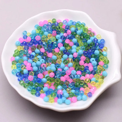 Νέο στυλ Μικτό χρώμα 4 χιλ. Κρυστάλλινες χάντρες Rondell Faceted Glass Beads Loose Spacer Beads for Jewelry Making DIY βραχιόλι
