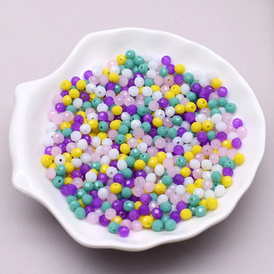 Νέο στυλ Μικτό χρώμα 4 χιλ. Κρυστάλλινες χάντρες Rondell Faceted Glass Beads Loose Spacer Beads for Jewelry Making DIY βραχιόλι