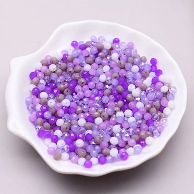 Νέο στυλ Μικτό χρώμα 4 χιλ. Κρυστάλλινες χάντρες Rondell Faceted Glass Beads Loose Spacer Beads for Jewelry Making DIY βραχιόλι